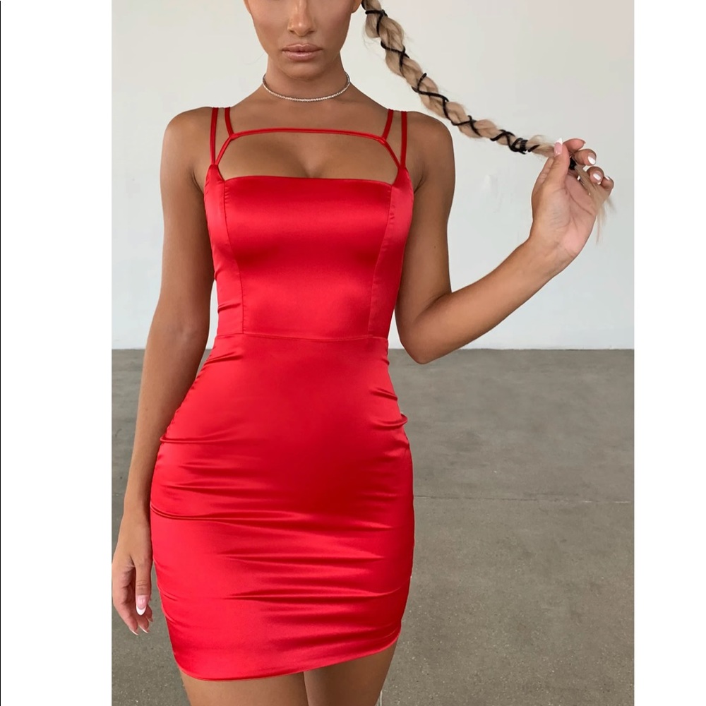 Oh Polly satin red dress